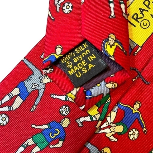 Red Silk Soccer Theme Tie ❤️ - Picture 6 of 6